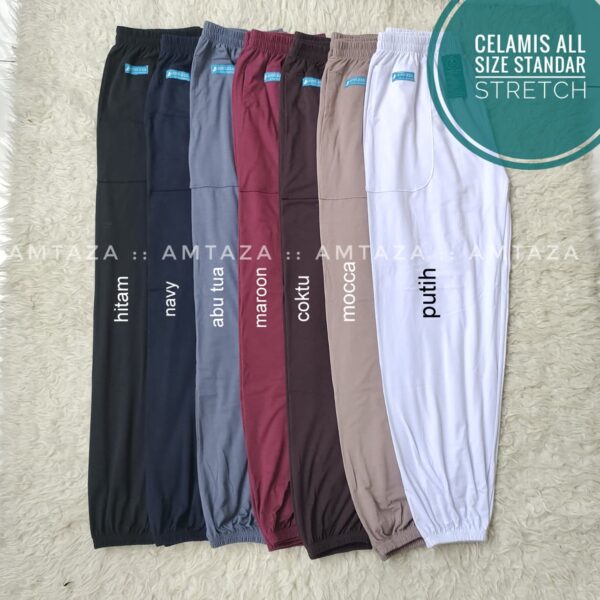 Amtaza Celamis Dewasa Celana Daleman Gamis Bahan Kaos Rayon PE Standar Stretch Karet Bawah All Size