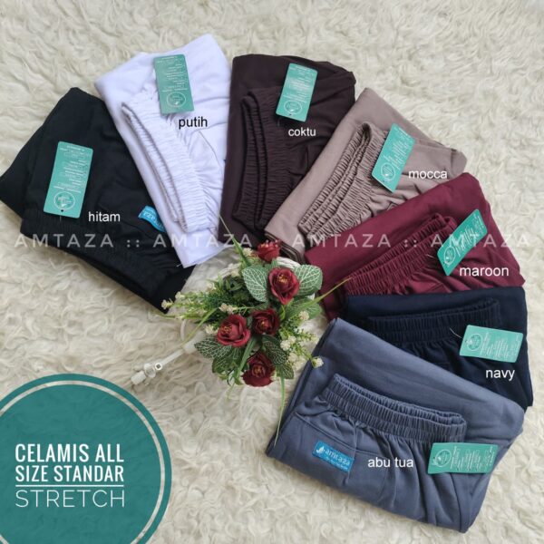 Amtaza Celamis Dewasa Celana Daleman Gamis Bahan Kaos Rayon PE Standar Stretch Karet Bawah All Size