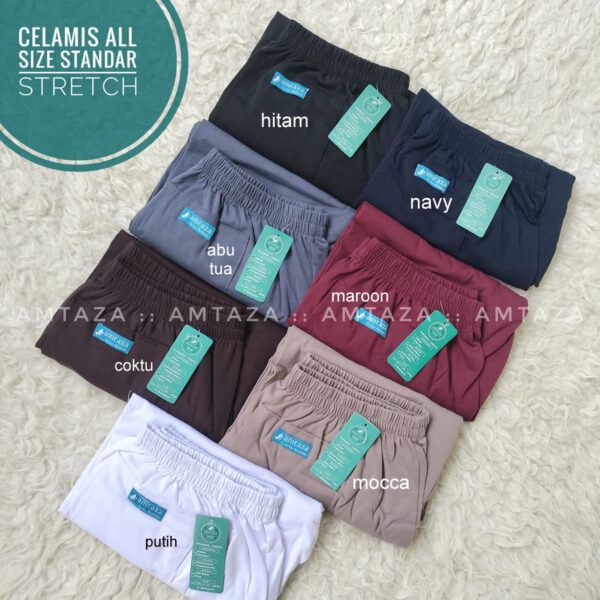 Amtaza Celamis Dewasa Celana Daleman Gamis Bahan Kaos Rayon PE Standar Stretch Karet Bawah All Size