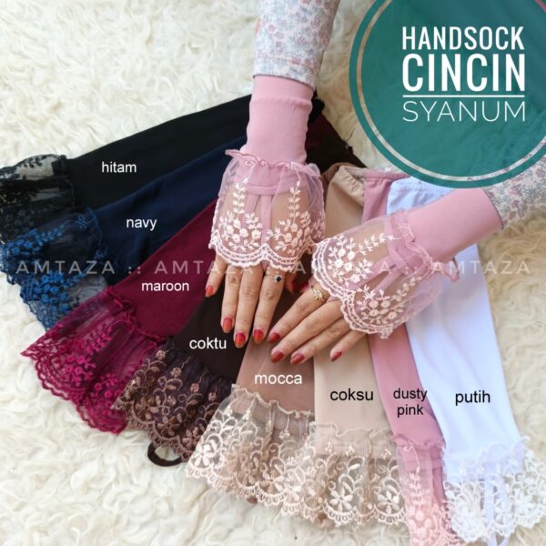 Gambar Manset Tangan Pesta Amtaza Grosir Handsock-Manset Cincin Renda Syanum Handsock Brukat Bordir Handsock Walimah Mewah Pesta Handsock Cantik