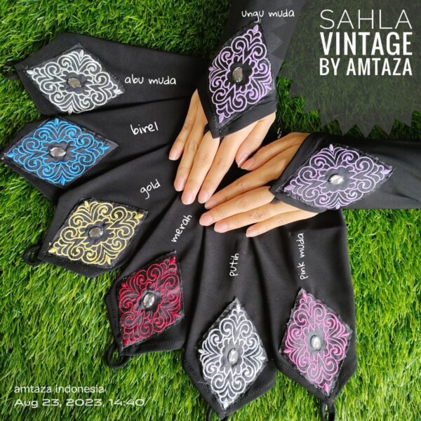 Gambar Manset Tangan Bordir Amtaza Grosir Handsock-Manset Cincin Sahla Vintage Handsock Walimah Mewah Pesta Handsock Cantik
