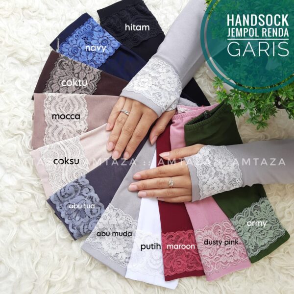 Amtaza Handsock Jempol Renda Garis Handsock Cantik 1 Amtaza Handsock Jempol Renda Garis Handsock Cantik 2